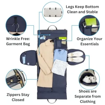 Kendall Country Carry On Bag for Women - Premium Convertible Garment Duffel for Travel, Great as a Garment Bag for Suits and Dresses, with Shoe Pocket and Cute Shoulder Strap