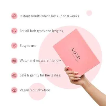 Eyelash Lift Kit by Luxe Cosmetics - Made in USA - Perfectly Curled Lashes for 8 Weeks- Faster Alternative to Lash Serums- 3 Full Applications - Complete Perm Kit to Curl Your Lashes at Home