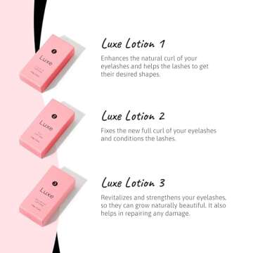 Eyelash Lift Kit by Luxe Cosmetics - Made in USA - Perfectly Curled Lashes for 8 Weeks- Faster Alternative to Lash Serums- 3 Full Applications - Complete Perm Kit to Curl Your Lashes at Home