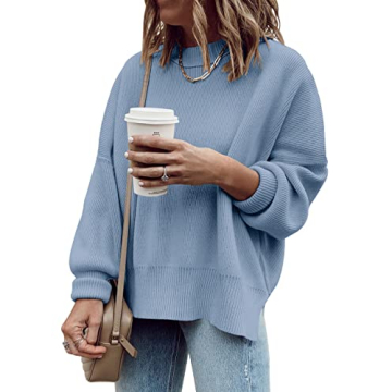 Imily Bela Womens Oversized Tunic Sweaters Fall Slouchy Long Sleeve Ribbed Knit Side Slit Pullover J...