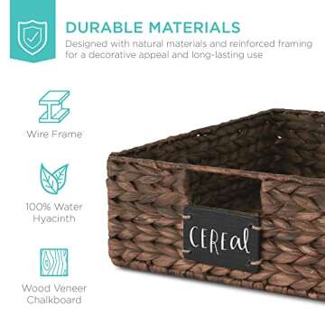 Stylish Water Hyacinth Pantry Baskets with Chalkboard Labels