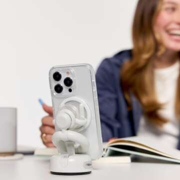 PopSockets Multi-Use Phone Mount Dash Mount, Windshield Phone Mount, and Phone Mount for Desk - White