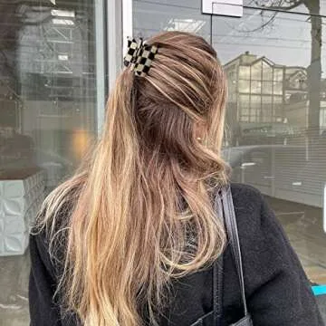 YISSION Large Checkered Vintage Girls Butterfly Hair Clips, Steady Square Claw Clips for Thin/Thick Hair, Fashion Hair Accessories