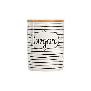 10 Strawberry Street Coffee, Sugar, Flour Kitchen Canister, 3 Piece Set, Everyday Black/White