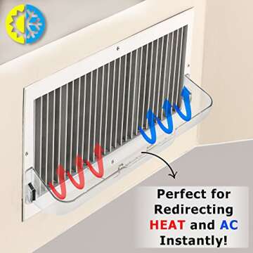 Home Intuition Non Melting Adjustable Magnetic Heat and Air Vent Deflector 8.5" to 15" for Vents, Si...