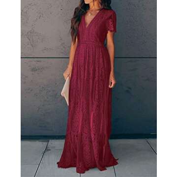 Elegant Floral Lace Maxi Dress for Weddings and Parties