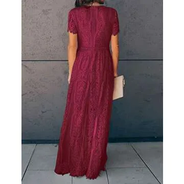 Elegant Floral Lace Maxi Dress for Weddings and Parties