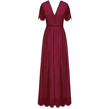 Elegant Floral Lace Maxi Dress for Weddings and Parties