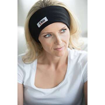 CozyPhones Fleece Sleep Headphones - Wired Over Ear Headphones from Ultra Thin Earphones for Side Sleepers, Meditation, Running, Laptop, and Phone - Black