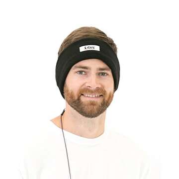 CozyPhones Fleece Sleep Headphones - Wired Over Ear Headphones from Ultra Thin Earphones for Side Sleepers, Meditation, Running, Laptop, and Phone - Black