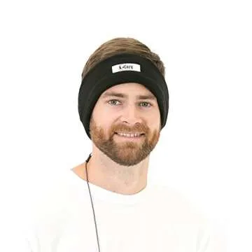 CozyPhones Fleece Sleep Headphones - Wired Over Ear Headphones from Ultra Thin Earphones for Side Sleepers, Meditation, Running, Laptop, and Phone - Black