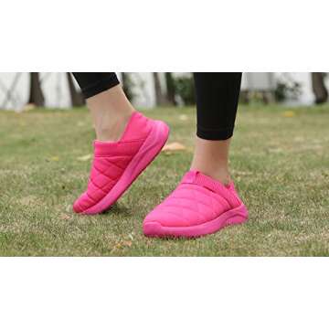 KUBUA Slippers for Men and Womens Indoor House Shoes Plush Slip on Outdoor Garden Loafers Pink 7 Women / 6 Men