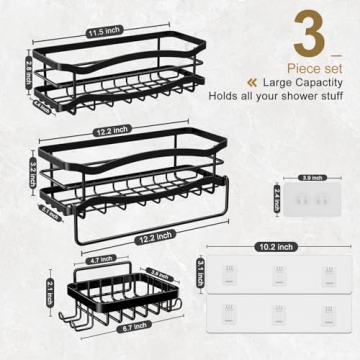 TOPCHASE Shower Caddy - 3 Pack Bathroom Organizer