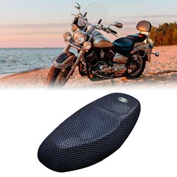 uxcell XL 3D Motorcycle Moped Seat Cover Breathable Mesh Net Cushion Black Blue