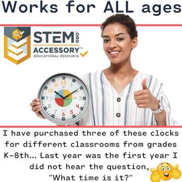 OWLCONIC Non Ticking Kids Clock for Kids Learning to Tell Time, Telling Time Teaching Clock for Kids, Wall Clock Kids, Classroom Clock, Kids Learning Clock, Silent Kids Clocks for Bedrooms.