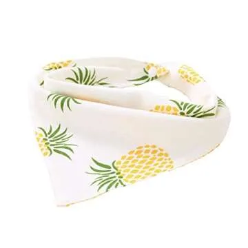 (Set of 4) Dog Bandanas Made from Super Soft Cotton with Adjustable Button Snap Tie Closure - Multi Pattern Pack - Biscuit