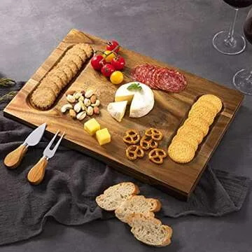 HBlife Acacia Cheese Board and Knife Set for Entertaining