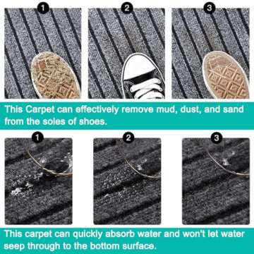 ITINA Runner Rug About W3' x L10' Large Door Mat Welcome Carpet Roll Waterproof Rubber Back Area Rugs for Outdoor Indoor Entryway Home Office Business Areas Grey-Black