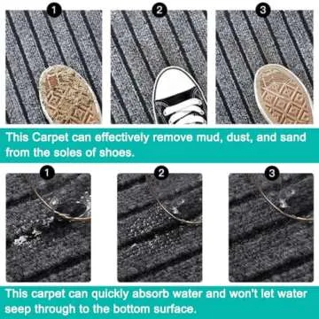 ITINA Runner Rug About W3' x L10' Large Door Mat Welcome Carpet Roll Waterproof Rubber Back Area Rugs for Outdoor Indoor Entryway Home Office Business Areas Grey-Black