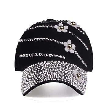 Bling Flower Baseball Cap for Women - Adjustable Dad Hat