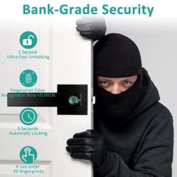 Joymon Smart Fingerprint Door Lock, Black 2, Biometric, Fingerprint