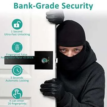 Joymon Smart Fingerprint Door Lock, Black 2, Biometric, Fingerprint