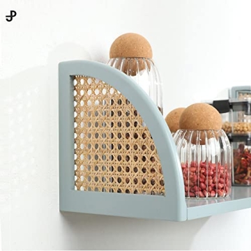 PJ Collection Decorative Wall Shelves - Set of 2 Floating Rattan Shelves