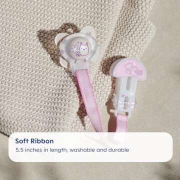 MAM Pacifier Clips for Baby Girls with Fasteners and Flexible Rings, Designs May Vary, 2 Count