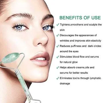 Natural Jade Roller For Face Gua Sha facial Scraping Anti Aging Massager Tool for Body Facial Skin Massager Treatment Face & Neck Massager for Skin Care