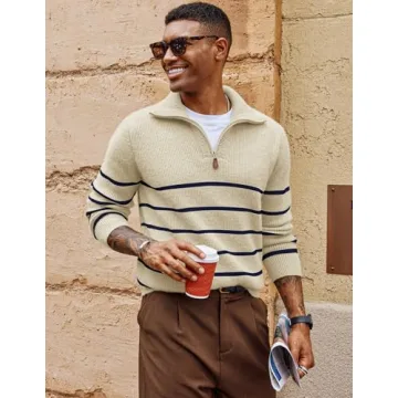 Stylish PJ PAUL JONES Men's Quarter Zip Sweater for Winter Warmth