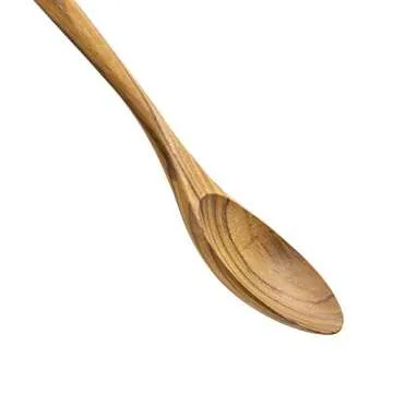 FAAY 13.5" Teak Cooking Spoon, Wooden Spoon, Mixing Spoon Handcraft from Teak | Healthy and High Moist Resistance for Non Stick Cookware
