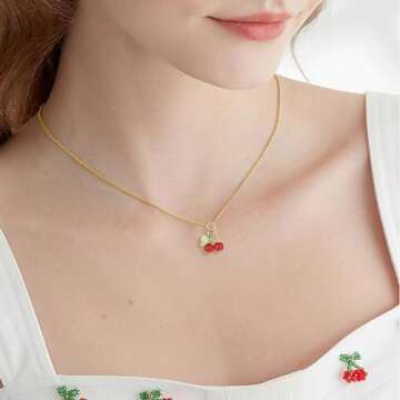 Ipotkitt 30 Pcs Red Cherry Charms Glass & Acrylic Beaded Charms Mini Cute Fruit Bead Charms for Earrings Bracelets Necklaces Jewelry Making DIY Crafts