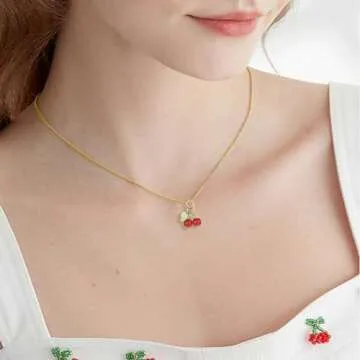 Ipotkitt 30 Pcs Red Cherry Charms Glass & Acrylic Beaded Charms Mini Cute Fruit Bead Charms for Earrings Bracelets Necklaces Jewelry Making DIY Crafts