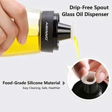 Aminno 5.5oz Oil and Vinegar Cruets - Leakproof Glass Dispensers