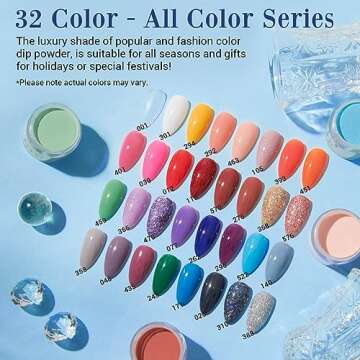 AZUREBEAUTY Dip Powder Nail Kit - 32 Colors, All Season Color Series Starter Kit - Dip System Essent...