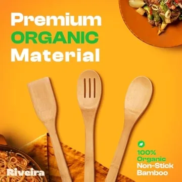 Premium Riveira Bamboo Wooden Spoons Set for Cooking