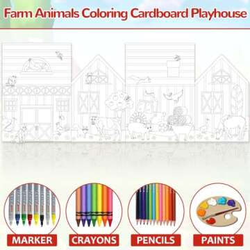 Farm Animals Playhouse Huge DIY Coloring Barn