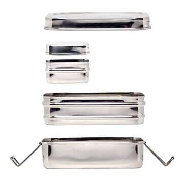 Ecolunchbox Three-in-One Stainless Steel Two Level Steel Bento Box With Snack Container Regular (1)