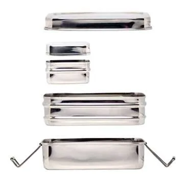 Ecolunchbox Three-in-One Stainless Steel Two Level Steel Bento Box With Snack Container Regular (1)