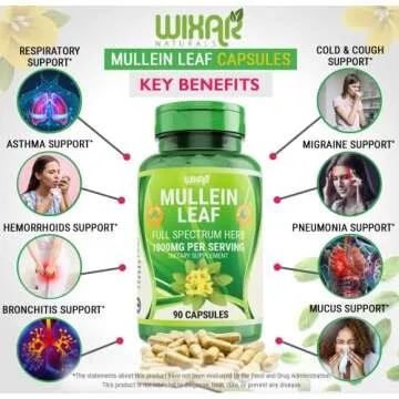 Wixar Naturals Mullein Leaf Capsules for Respiratory Health