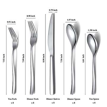 Elegant 40 Piece Silverware Set – Stainless Steel Flatware for 8