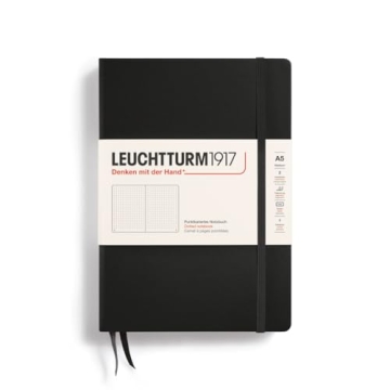 LEUCHTTURM1917 A5 Hardcover Notebook - Dotted Black Pages for Creative Writing