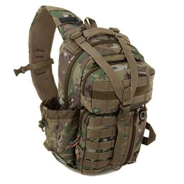 Nexpak Tactical Messenger Sling Bag Outdoor Camping Hiking Travel Backpack TL318-MLTCM Multi Camo Green