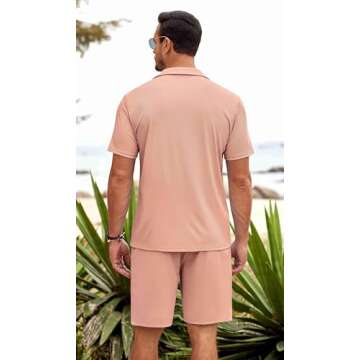 COOFANDY Mens Vacation Outfits Two Piece Set Short Sleeve Summer Camp Collar Fashion Shirts