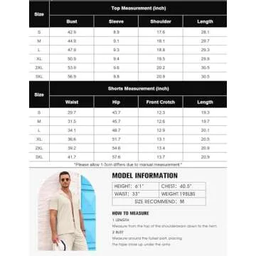COOFANDY Mens Vacation Outfits Two Piece Set Short Sleeve Summer Camp Collar Fashion Shirts