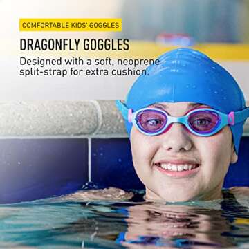 FINIS DragonFly Goggles - Kids Swim Goggles for Ages 4-12 with UV Protection, Buoyant Neoprene Strap...