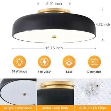 ONESMING Dimmable LED Ceiling Light for Modern Spaces