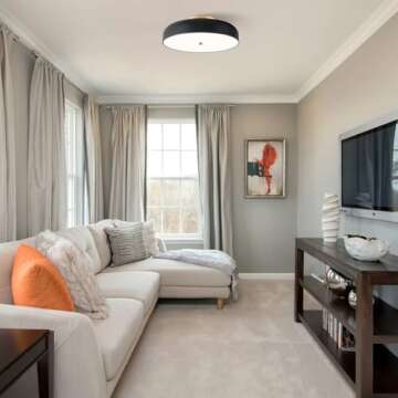 ONESMING Dimmable LED Ceiling Light Fixture, 2700K-6000K 5CCT Modern Mid-Century Semi Flush Mount Ceiling Light, Black Close to Ceiling Lamp for Bedroom, Living Room, Kitchen, Laundry Room, 15.7in