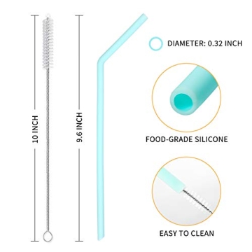 Hiware 12 Pcs Reusable Silicone Drinking Straws with Case