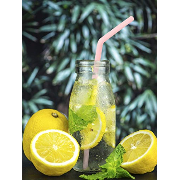 Hiware 12 Pcs Reusable Silicone Drinking Straws with Case